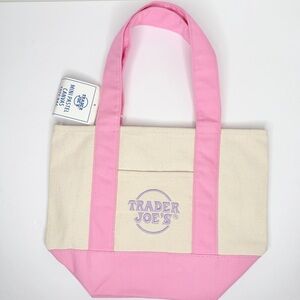 Trader Joe’s Cream and Pink Canvas Tote Bag